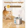 imageoneisall Stainless Steel Cat Water Fountain 2L Water Fountains for Cats Indoor Dishwasher Safe with Quiet Pump and 3 Replacement Filters Automatic Pet Water Fountain Faucet Spout DesignCat Fountain