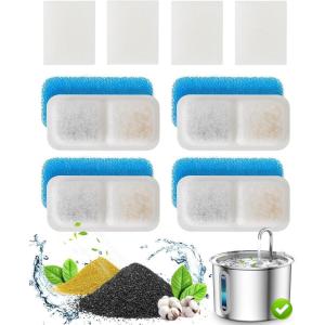 imageoneisall Cat Water Fountain Filters Replacement 4 Pack for 67oz2L Stainless Steel Fountain Easy to Install and Clean4 Filter  4 Sponge