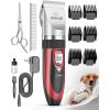 imageoneisall Dog Clipper Low Noise Dog Grooming Kit with Rechargeable Dog Shaver Cordless Electric Quiet Hair Clipper Set for Dog Cats PetsGoldRed
