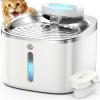 imageoneisall Wireless Cat Water Fountain 35L118oz Battery Operated Pet Drinking Fountains Stainless Steel for Cats Indoor Cordless Cat Water Fountains with Motion Sensor Stainless Steel White ColorWhite Stainless Steel