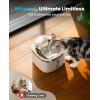 imageoneisall Wireless Cat Water Fountain 35L118oz Battery Operated Pet Drinking Fountains Stainless Steel for Cats Indoor Cordless Cat Water Fountains with Motion Sensor Stainless Steel White ColorWhite Stainless Steel