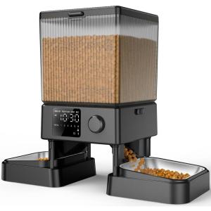 imageoneisall Automatic Cat Feeder for 2 Cats 20 Cups5L Automatic Cat Food Dispenser for Small Pets Indoor Timed Cat Feeder for Dry FoodWhiteBlack