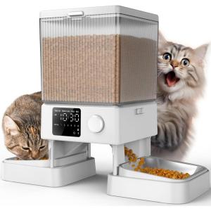 imageoneisall Automatic Cat Feeder for 2 Cats 20 Cups5L Automatic Cat Food Dispenser for Small Pets Indoor Timed Cat Feeder for Dry FoodWhiteWhite