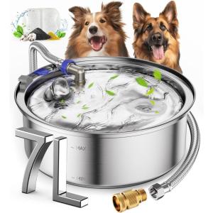 imageoneisall Automatic Water Dispenser for Dogs 7L18Gal Stainless Steel Dog Water Fountain Easy Clean BPAFree Automatic Dog Water Bowl with 4Layers Filtration for Large Dogs MultiPetsPWF002A Dog Fountain3Sets Filters