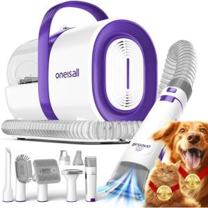 imageoneisall Dog Grooming Vacuum Pet Grooming Vacuum with Clipper Nail Grinder 15L Dust Cup Dog deshedding Vacuum Brush with 7 Pet Grooming Tools for Shedding Pet Hair Home CleaningPurple