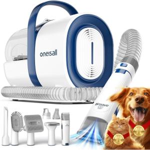 imageoneisall Dog Grooming Vacuum Pet Grooming Vacuum with Clipper Nail Grinder 15L Dust Cup Dog deshedding Vacuum Brush with 7 Pet Grooming Tools for Shedding Pet Hair Home CleaningBlue