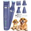 imageoneisall 4in1 Cordless Dog Grooming Kit with 2Speed Clippers Low Noise Paw Trimmer ampamp Rechargeable Quiet Nail Grinder for Dogs and Cats BlueBlue