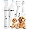 imageoneisall 4in1 Cordless Dog Grooming Kit with 2Speed Clippers Low Noise Paw Trimmer ampamp Rechargeable Quiet Nail Grinder for Dogs and Cats BlueWhite