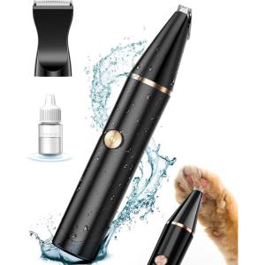 imageoneisall 2 Speed Cat Clippers with Double Blades Rechargeable Cordless Small Cat Paw Trimmer Low Noise for Trimming Dogs Hair Around Paws Eyes Ears Face Rump BlackBlack