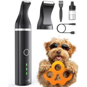 imageoneisall Dog Paw TrimmerCorldless Quiet Pet Paw Trimmer with Double BladesLow Noise 2 Speed Dog Grooming Clippers for Paws Eyes Ears Face RumpBlack