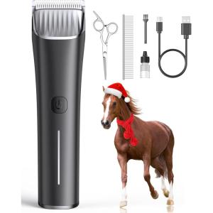 imageoneisall Horse ClippersLow Noise Horse Trimmer Shaver Kit for Matted Long Hair2 Speed Cordless Grooming Clippers for HorseBlack