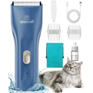 imageoneisall Pet Clipper for Cat Matted Hair Pet Shaver for Cats Quiet Pet Clippers Waterproof Cordless Cat Clippers for Matted Hair Long Hair with Storage Bag GreenBlue