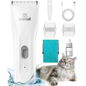 imageoneisall Pet Clipper for Cat Matted Hair Pet Shaver for Cats Quiet Pet Clippers Waterproof Cordless Cat Clippers for Matted Hair Long Hair with Storage Bag GreenWhite