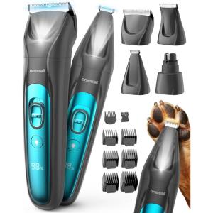 imageoneisall Silent Dog Clippers for Grooming LED Light Dog Paw Trimmer Dog Nail Grinder Rechargeable 2000mAh Dog Grooming Clippers Cordless Dog Hair Trimmer Electric Dog Trimmer for Paw Nail Body