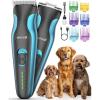 imageoneisall 2 in 1 Dog Clippers Grooming and Paw Trimmer Cordless 50dB Quiet Rechargeable 2 Speed Dog Hair Clippers with Detachable Stainless Steel Blade for Small ampamp Large Dogs Pets with Thick CoatsBlue