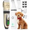 imageoneisall Dog Clippers and Dog Paw Trimmer Kit 2 in 1 Low Noise Cordless Dog Clippers for Grooming Pet Hair Trimmers for Small and Large Dogs Cats AnimalsGold  White