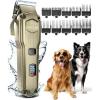 imageoneisall Dog Clippers for Grooming for Thick Heavy CoatsLow Noise Rechargeable Cordless Pet Shaver with Stainless Steel BladeWaterproof Dog Shaver for Dogs Pets and Animals SliverB Gold