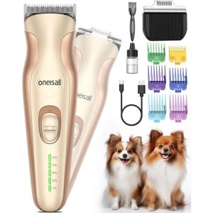 imageoneisall Dog Clippers with Double Blades2 in 1 Low Noise Dog Paw Trimmer2 Speed Cordless Dog Grooming ClippersElectric Dog Clippers for Small Dogs