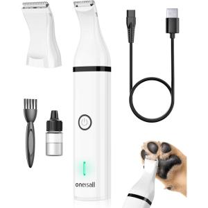 imageoneisall Dog Clippers with Double BladesCordless Small Pet Hair Grooming TrimmerLow Noise for Trimming Dogs Hair Around Paws Eyes Ears Face Rump WhiteWhite