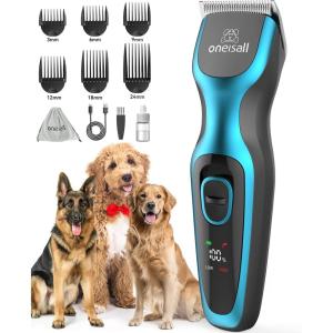 imageoneisall Dog Clippers for Grooming for Thick Coats with Detachable Stainless Steel Blade Cordless Rechargeable Dog Grooming Kit for Full Body DTJ001