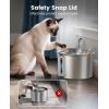 imageoneisall 2L Stainless Steel Cat Water Fountain with Snap AntiSpill Cats Water Fountains with Quiet PumpContinuous Fresh Water SupplyPet Water Fountain for Single Kitty ampamp Small Pets