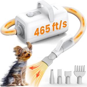 imageoneisall Dog Dryer465 fts High Velocity Dog Hair DryerQuiet Dog Blow Dryer with Adjustable AirflowampampCycling HeatingDog Dryer for Pet Grooming with 886ft Long HoseIdeal for QuickampampEfficient Drying