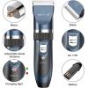imageoneisall P2 Low Noise Dog Grooming Kit Rechargeable Cordless Dog Grooming Clippers with 6 Guard Combs ampamp 1 Steel Comb Shaver Hair Clippers Set for Dogs Cats Pets  Navy