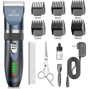 imageoneisall Dog Clippers 50db Low Noise 2Speed Quiet Dog Grooming Kit Rechargeable Cordless Pet Hair Clipper Trimmer Shaver for Small and Large Dogs Cats Animals  Navy