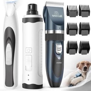 imageoneisall Dog Shaver Clippers Low Noise Quiet Pet Trimmer for Paws Dog Nail Grinder Paw Trimmer with 2 LED Lights