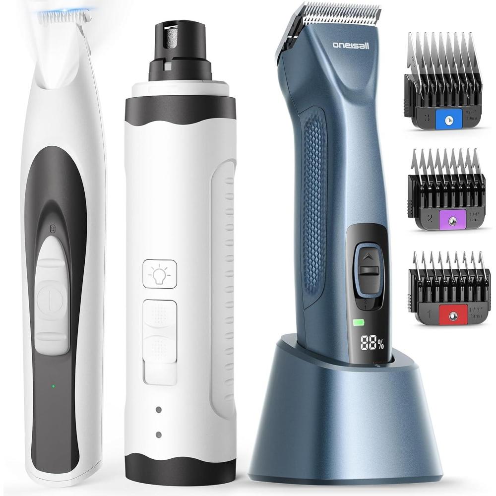 imageoneisall Grandmaster Pro 1 Cordless Professional Dog Grooming Clippers Quiet Pet Trimmer for Paws Dog Nail Grinder Paw Trimmer