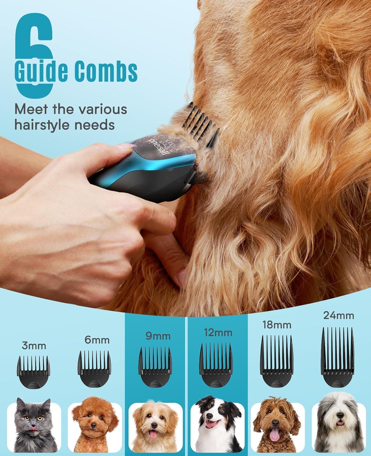 imageoneisall DTJ001 Dog Clippers with 6pcs Guide Combs