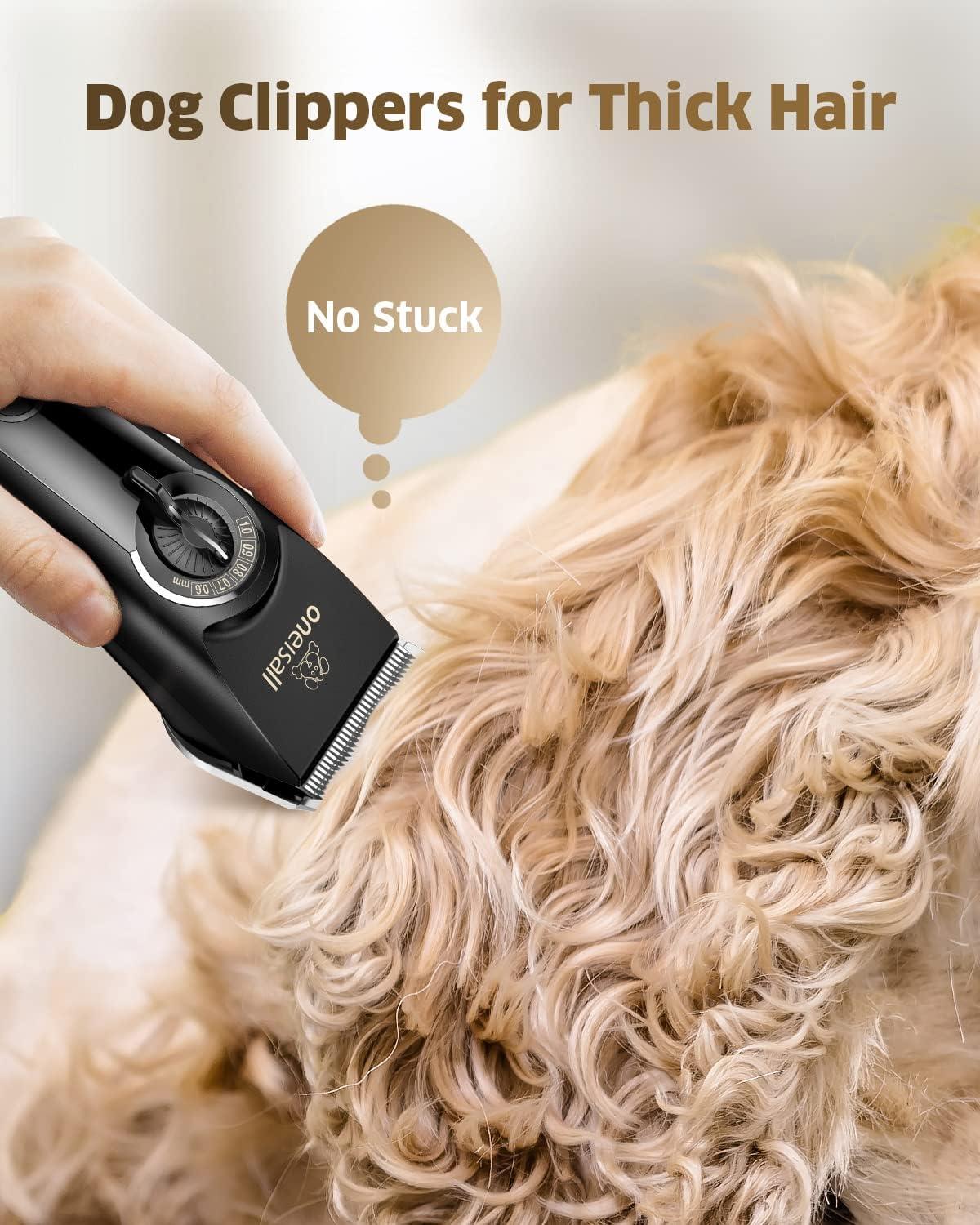 imageoneisall Dog Clippers for Grooming Doodles Poodles Thick Curly Hair Quiet Pet Trimmer for Paws Dog Nail Grinder Paw Trimmer with 2 LED Lights