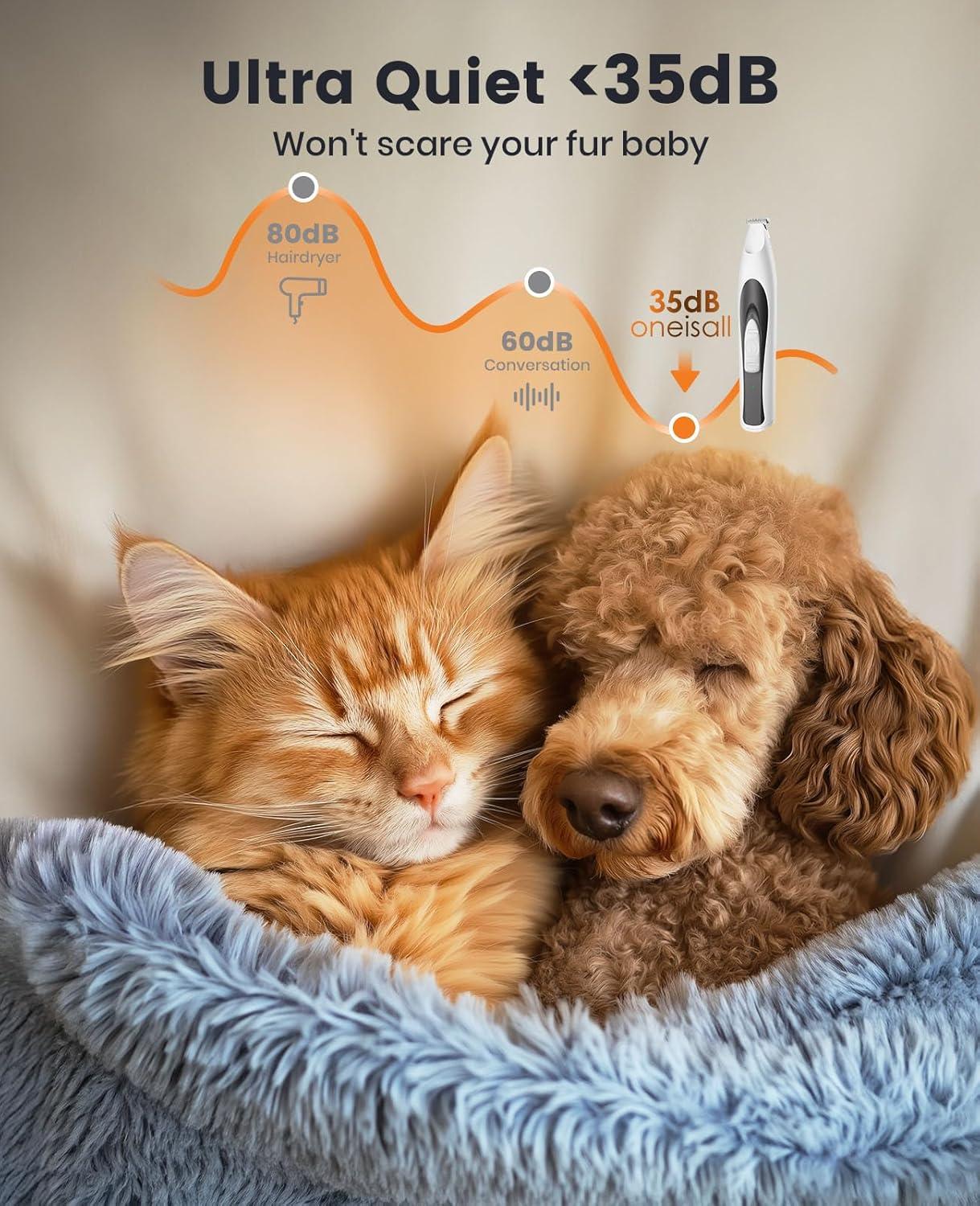 imageoneisall Dog Clippers for Grooming Thick Hair LowNoise Dog Paw Trimmer with LED Light