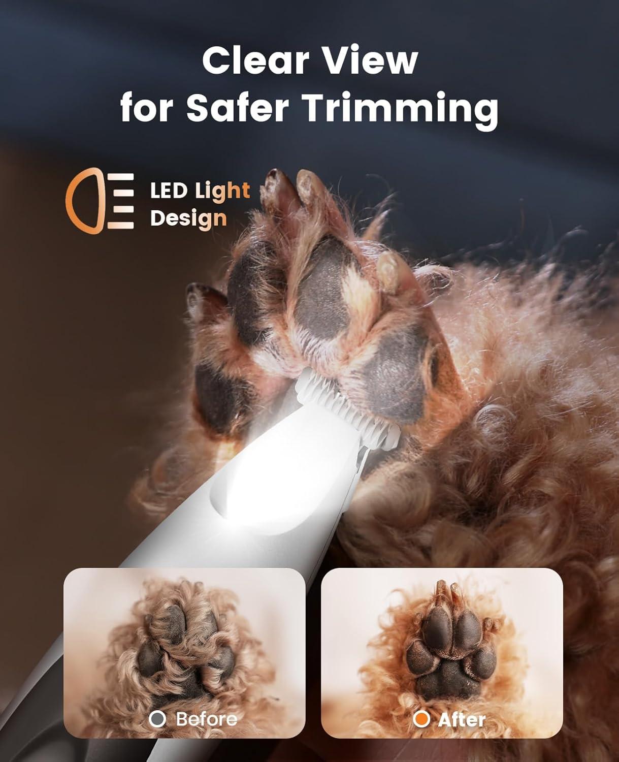 imageoneisall Dog Clippers for Grooming Thick Hair LowNoise Dog Paw Trimmer with LED Light
