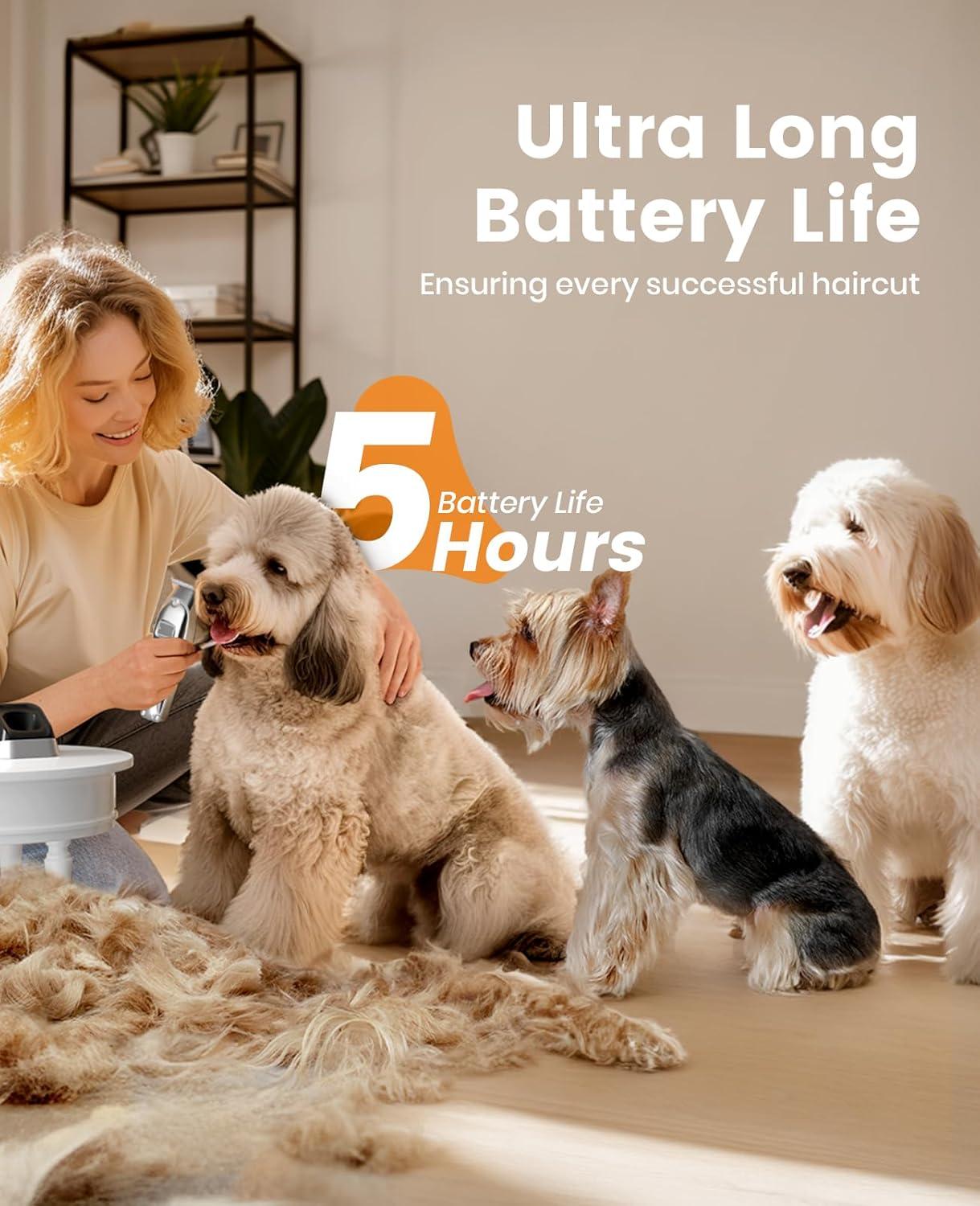 imageoneisall Dog Grooming Clippers for Thick Heavy Coats and Low Noise Dog Paw Trimmer with LED Light