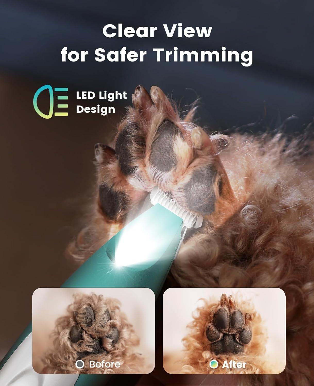 imageoneisall Dog Grooming Clippers for Thick Heavy Coats and Low Noise Dog Paw Trimmer with LED Light