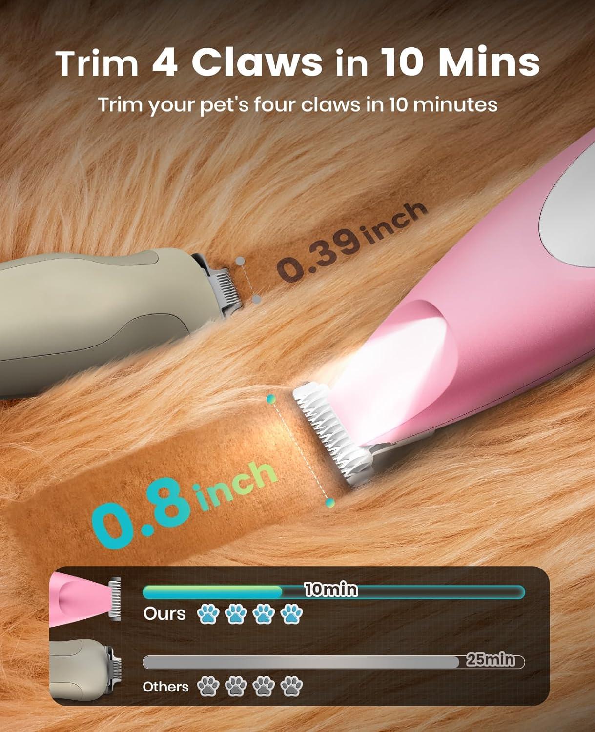 imageoneisall Dog Grooming Clippers for Thick Heavy Coats and Low Noise Dog Paw Trimmer with LED Light Pink