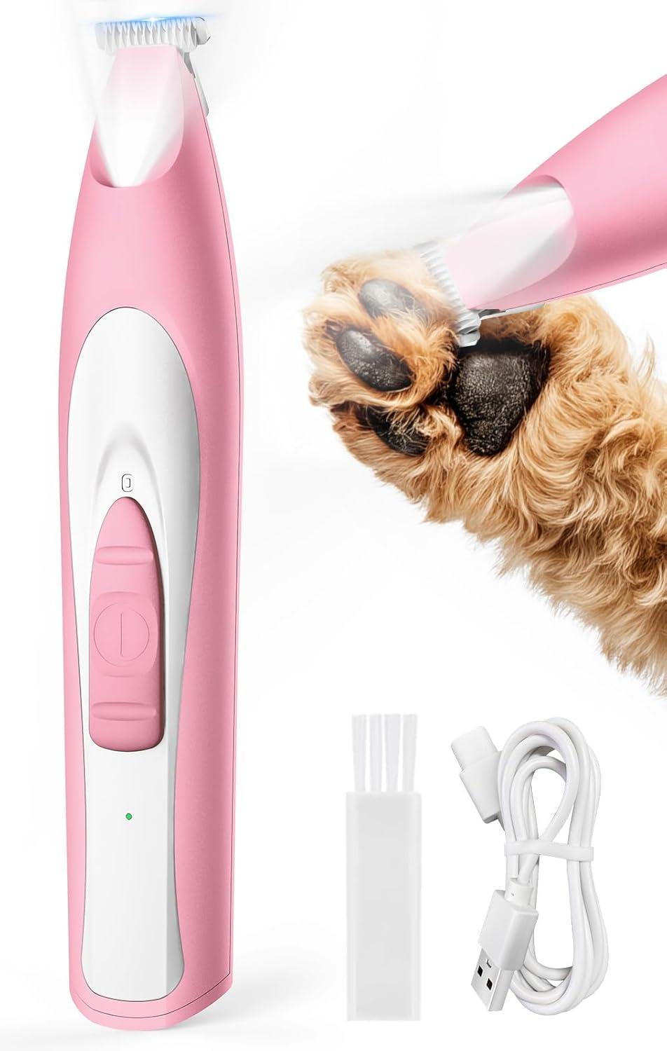 imageoneisall Dog Grooming Clippers for Thick Heavy Coats and Low Noise Dog Paw Trimmer with LED Light Pink