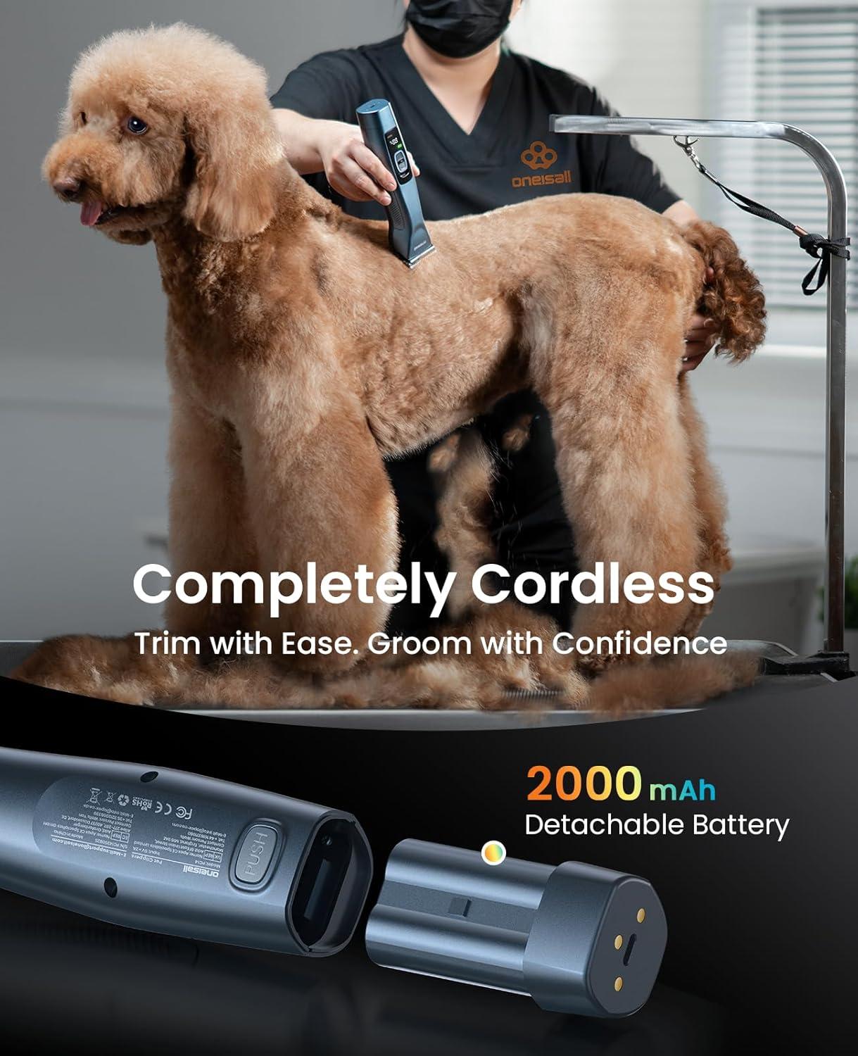 imageoneisall Grandmaster Pro 1 Cordless Professional Dog Grooming Clippers Quiet Pet Trimmer for Paws Dog Nail Grinder Paw Trimmer