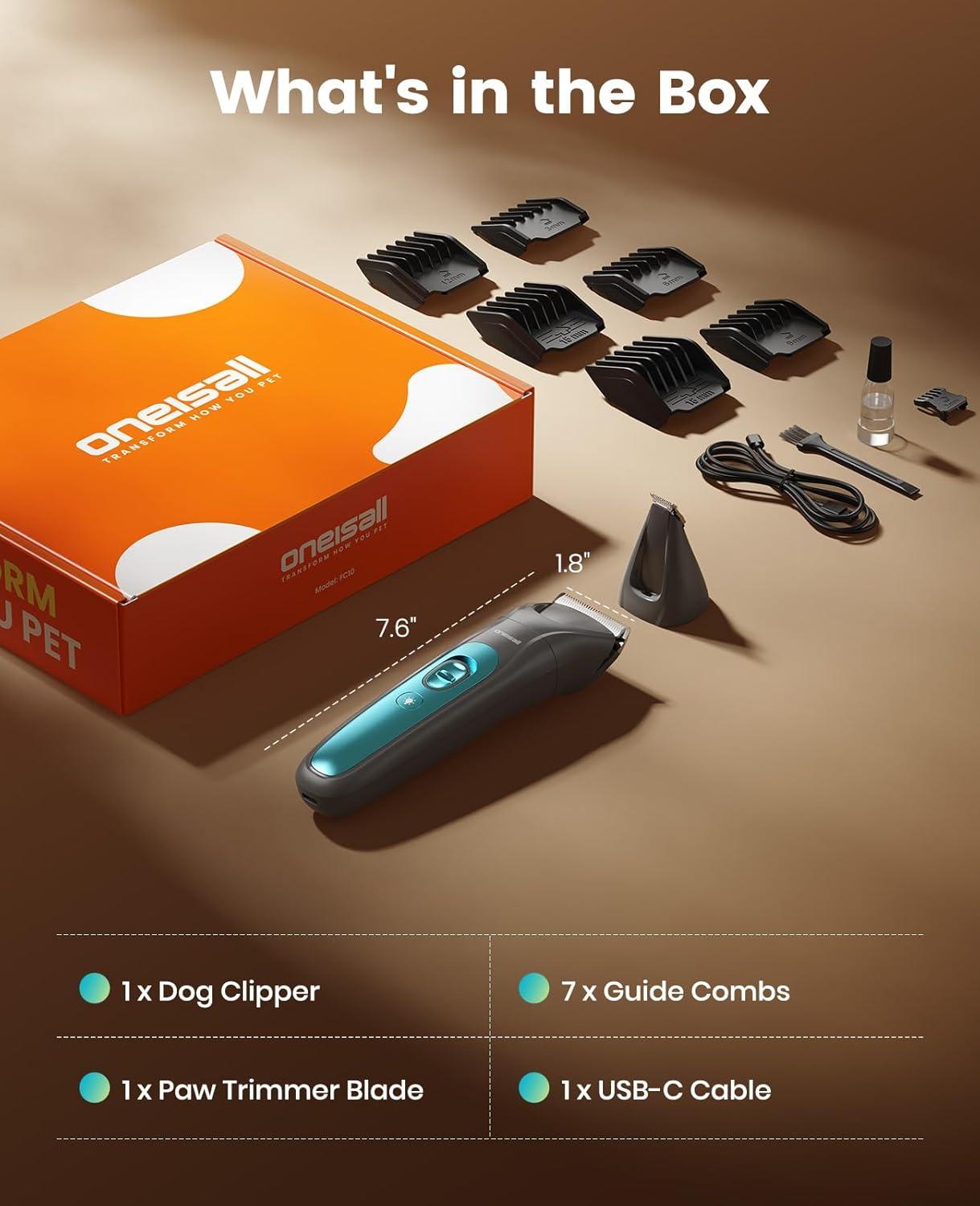 imageoneisall LED Light Dog Trimmer Clippers Cordless Dog Grooming Kit 2 in 1 2000mAh Pet Grooming Clippers Paw Trimmer Nail Grinder for Paw Nail Face Ears Legs Body2 in 1