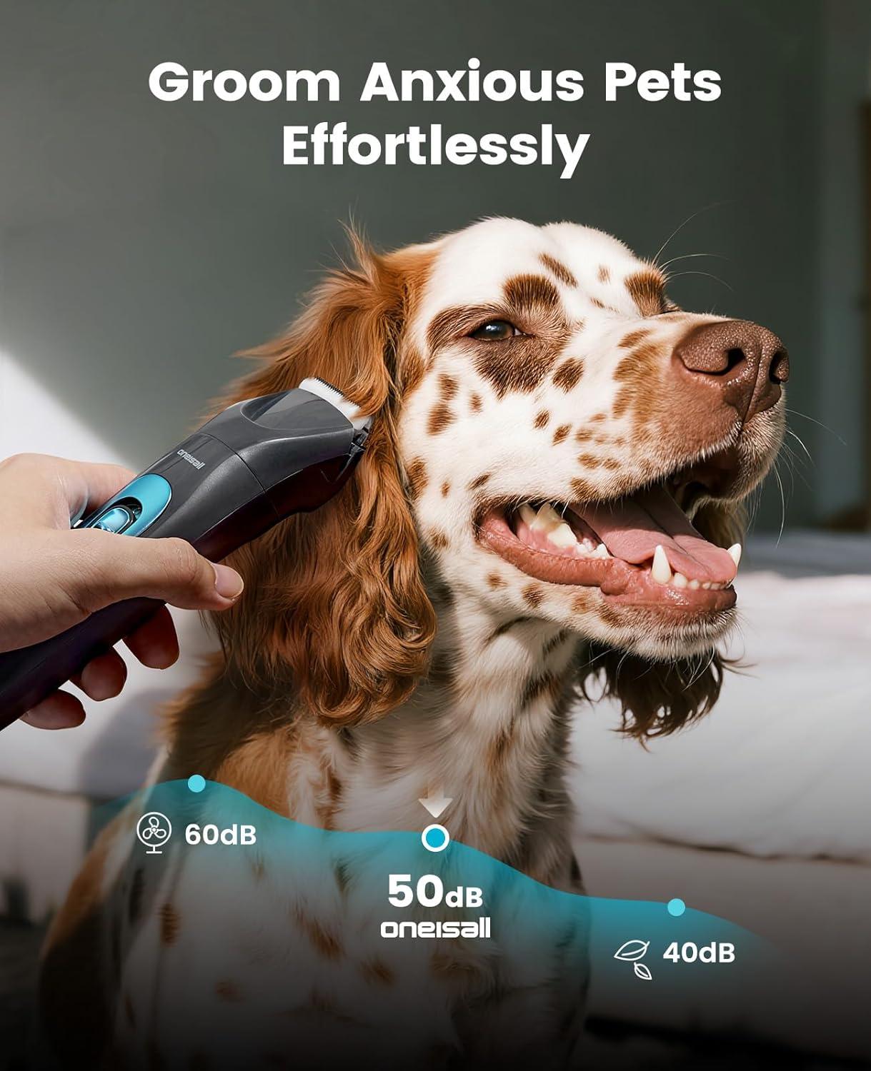 imageoneisall LED Light Dog Trimmer Clippers Cordless Dog Grooming Kit 2 in 1 2000mAh Pet Grooming Clippers Paw Trimmer Nail Grinder for Paw Nail Face Ears Legs Body2 in 1