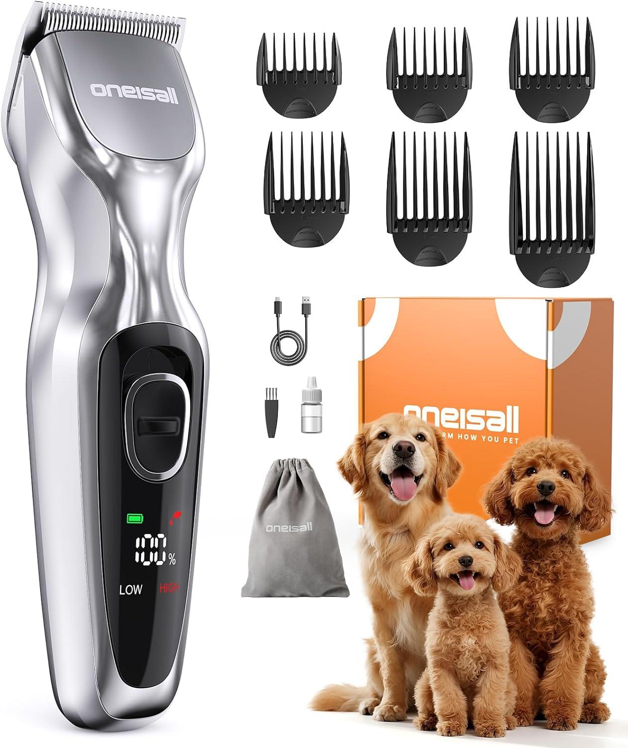 imageoneisall LowNoise Green Dog Paw Trimmer with LED Light and Dog Clippers for Grooming Thick Hair