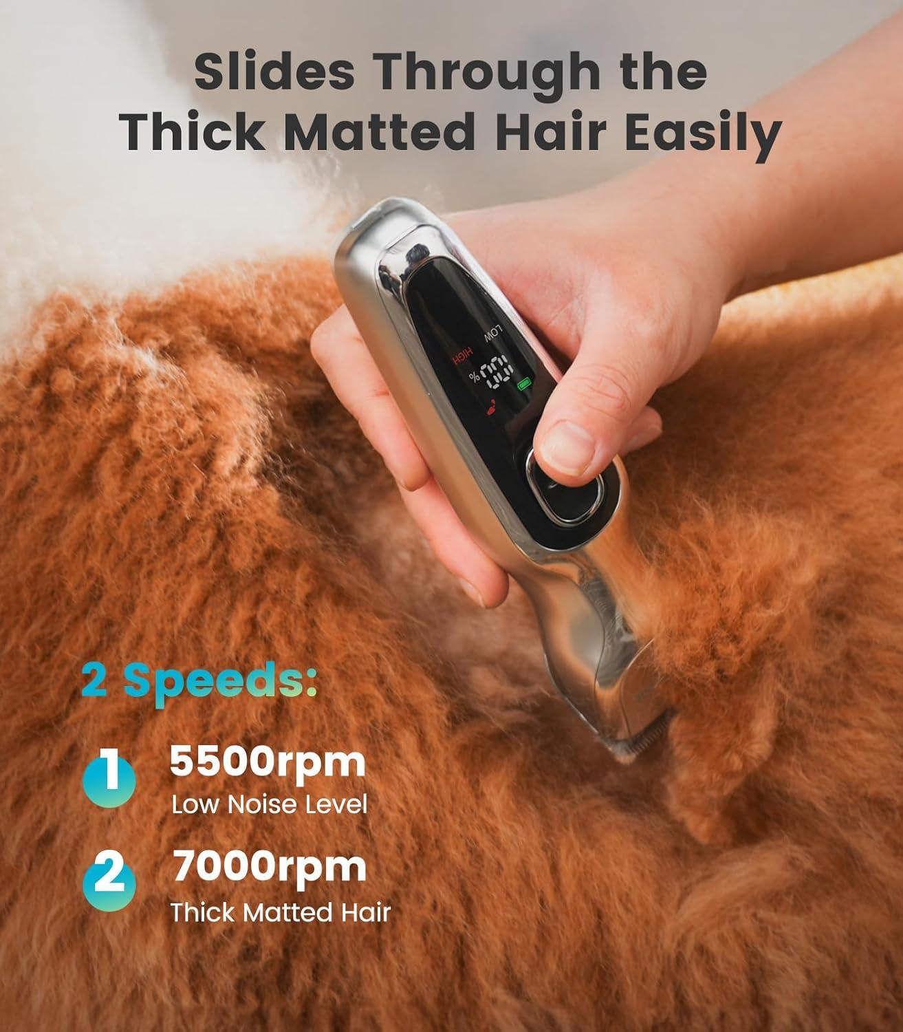 imageoneisall LowNoise Green Dog Paw Trimmer with LED Light and Dog Clippers for Grooming Thick Hair