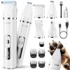 imageoneisall 4 in 1 Dog Grooming Kit with LCD Display Dog Hair Trimmer for Paw Nail Grinder Rechargeable Cordless Low Noise IPX7 Waterproof Pet Clippers WhiteWhite