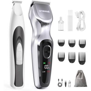 imageoneisall LowNoise Dog Paw Trimmer with LED Light and Dog Clippers for Grooming Thick Hair