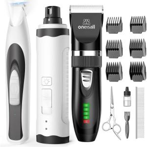 imageoneisall Quiet Cat Clippers for Matted ampamp Long Hair Quiet Pet Trimmer for Paws Dog Nail Grinder Paw Trimmer with 2 LED Lights