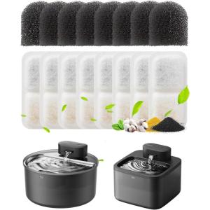 imageoneisall 8 Replacement Filters 4 Months Set for Cat Water Fountain PW14 Replacement Filters and Sponges for Ultra Quiet Pet Water Fountain White 8 Count Pack of 1