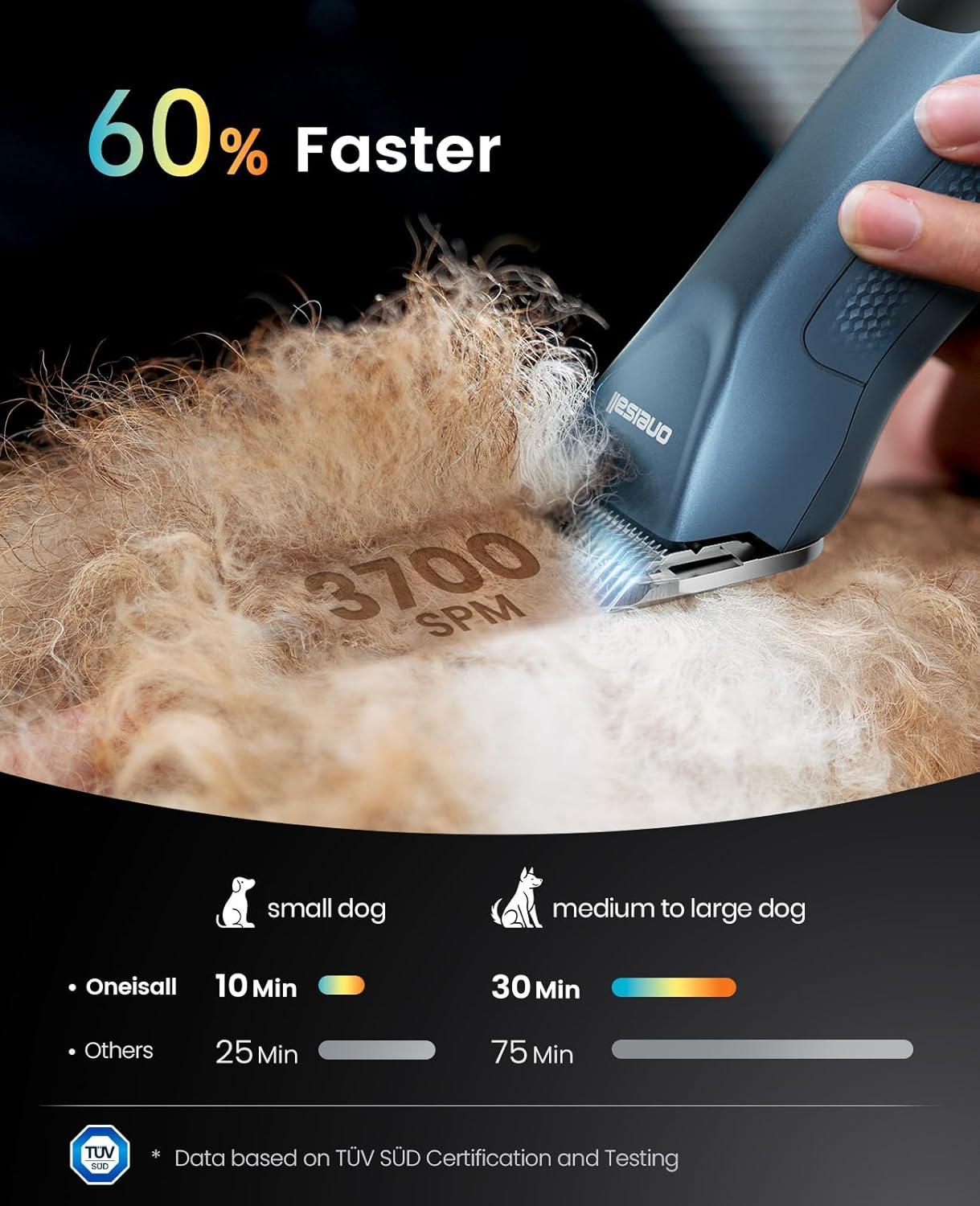 oneisall Cordless Professional Dog Clippers with 3F Blades - oneisall