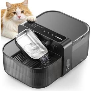 image:imageoneisall Wireless Filterless Cat Water Fountain Separate Clean and Dirty Water Pet Fountain with Stainless Steel Bowl 35L118oz Quiet No Filter Smart Automatic Cat Water Dispenser Indoor BlackBlack
