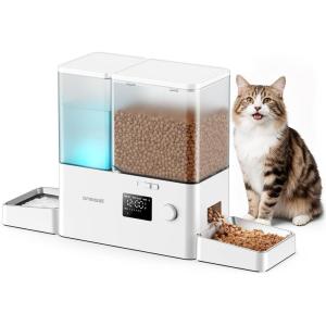 image:imageoneisall Automatic Cat Feeder and Water Dispenser Cat Food Dispenser 36Cups85L 2in1 Large Capacity 5L Cat Feeder and 35L Gravity Water Dispenser for Pets Timed Cat Feeder for Dry Food